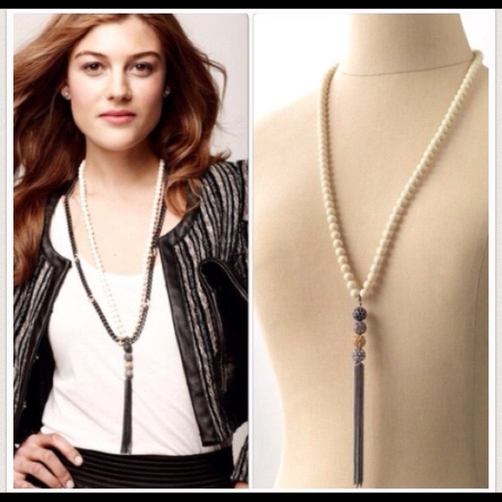 Stella & Dot revival tassel necklace beaded black